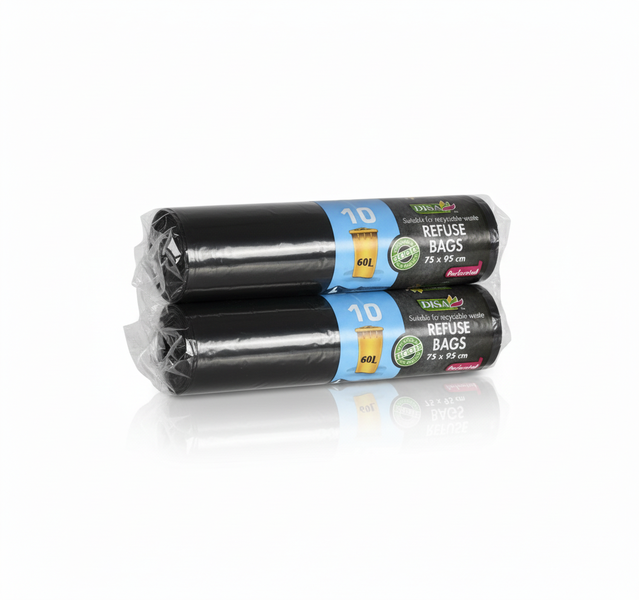 Disa Black Garbage Bags 10 Piece Heavy-Duty 750mm x 950mm - 2 Pack