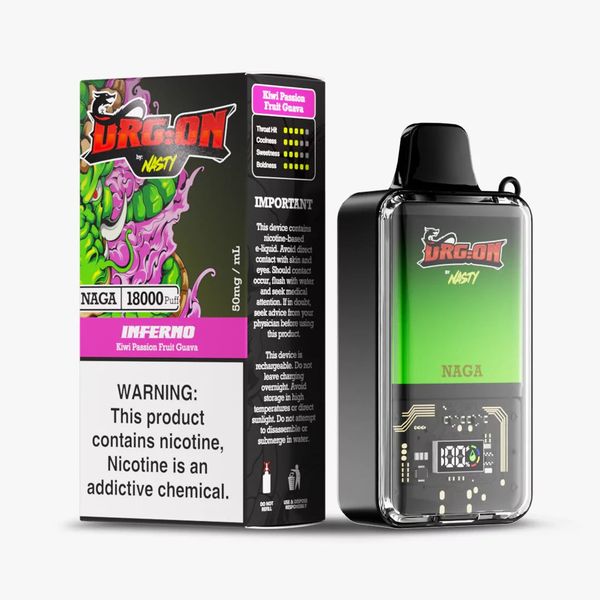 Nasty DRGON 18k puffs Disposabel Vape - Kiwi Passionfruit Guava (Inferno)