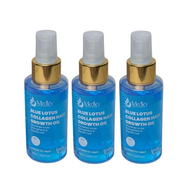 Medley Blue Lotus collagen hair growth oil Mega 3 Combo