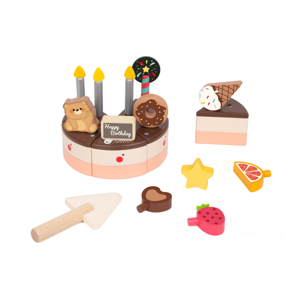 Classic World - Pretend &amp; Play - Chocolate Birthday Cake - 19 Pieces