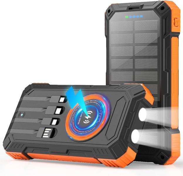 Solar Charger Power Bank 20000mAh Wireless Portable Phone Charger