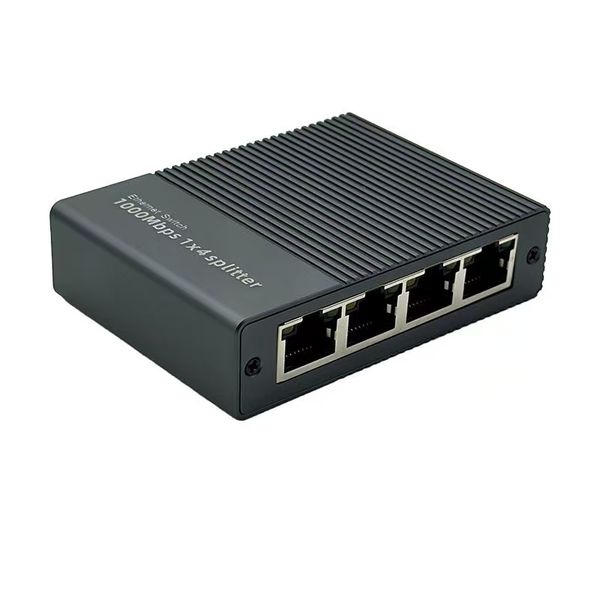 Gigabit Ethernet Splitter 1 to 4 Port - RJ45 Network Switch Hub