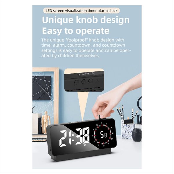 Digital Alarm Clock with Time-Meter Bedside Desk Clock Compatible with None