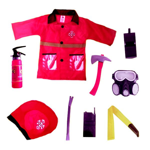 Boys Fireman Dress Up Costume - Red