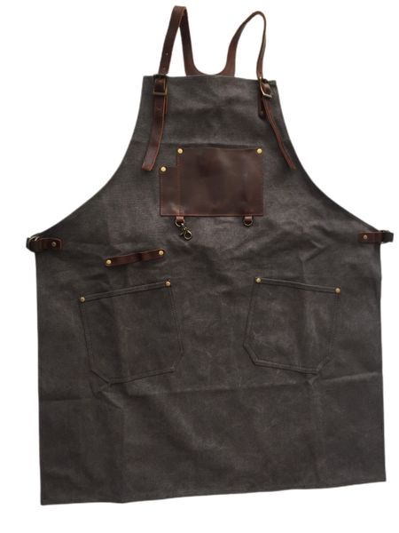 Vivace-Professional Heavy Duty Canvas &amp; 100% Leather Utility Apron - Olive