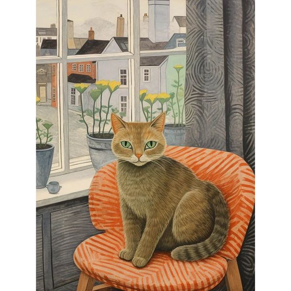 Cat Diamond Painting Kit: 5D Round Drill, Adorable Cat
