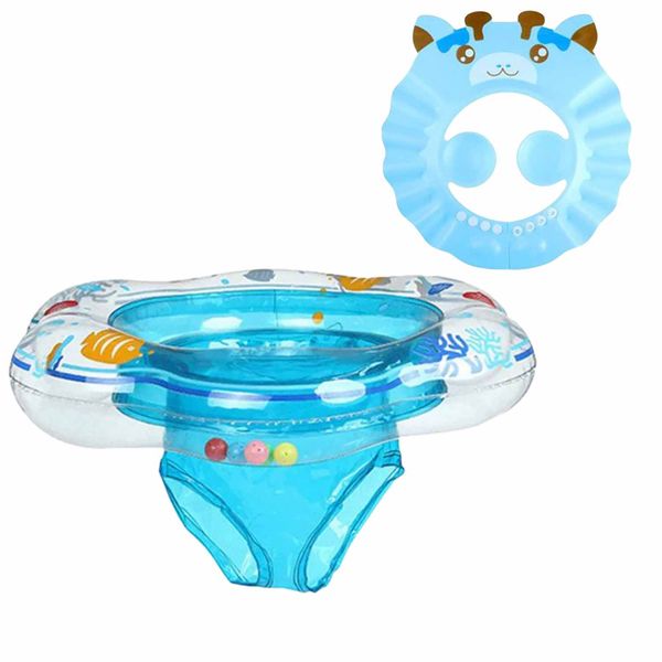 FocusBaby Inflatable Baby Swim Ring With Seat &amp; Adjustable Baby Water Visor