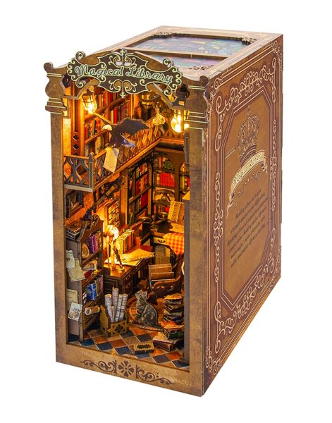 Pocohouze Magical Library DIY Miniature Book Nook Kit (24cm Tall)