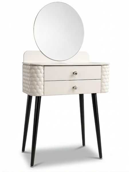 Makeup Dressing Table with Mirror-Marble Top Vanity Desk with 2 Drawers