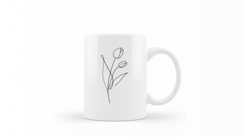 Designer Line Art Coffee Mug - Abstract Leaf 12