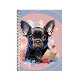 Pink Circle A5 Notebook Spiral and Lined Frenchies Graphic Notepad 105 ...