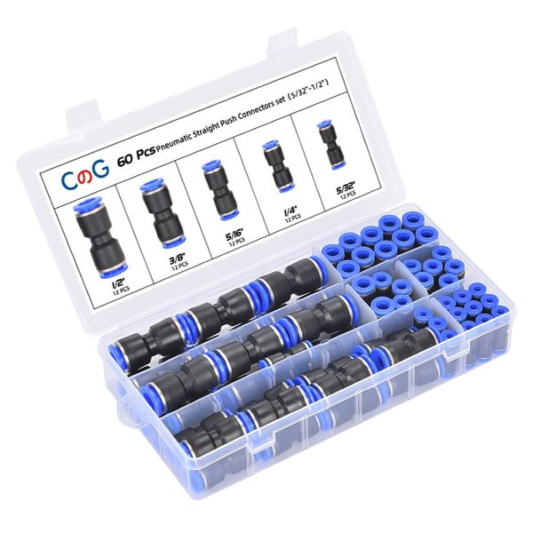 Tool DIY Multi Size Quick Connect Pneumatic Air Hose Fittings 60pc Set