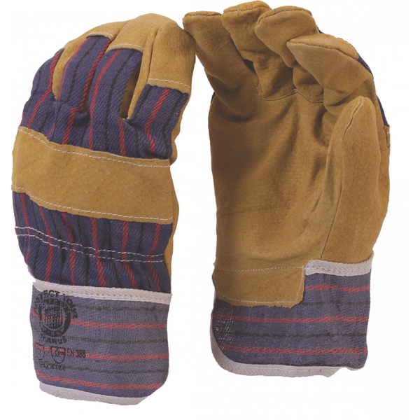 G FOX - Candy Stripe Pig Skin Palm Chrome Leather Gloves - GLCH006