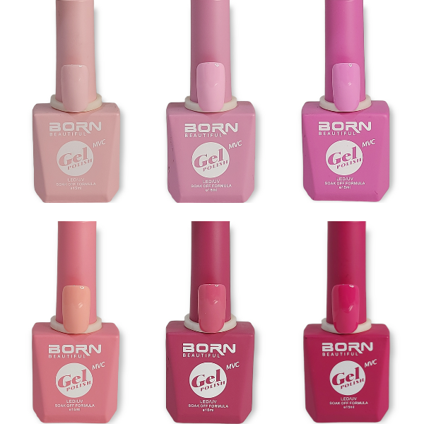 BB UV/LED Gel Nail Polish Shades of Pink 6 Piece Nails by Nicole