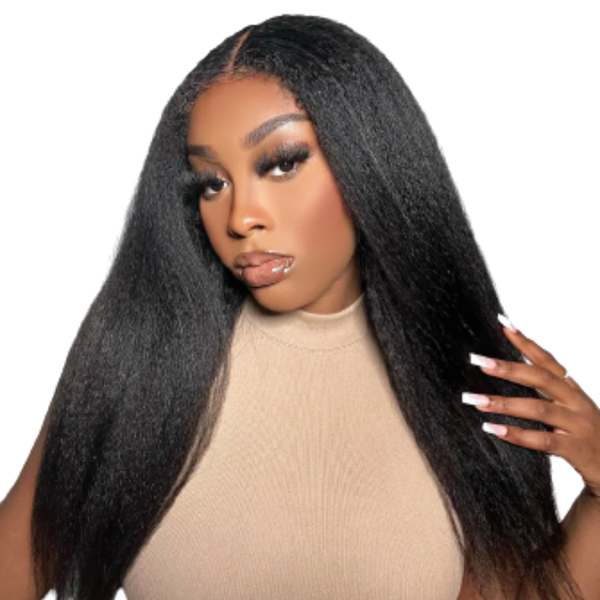 22" Full Frontal Brazilian Kinky Straight Hair Wig.