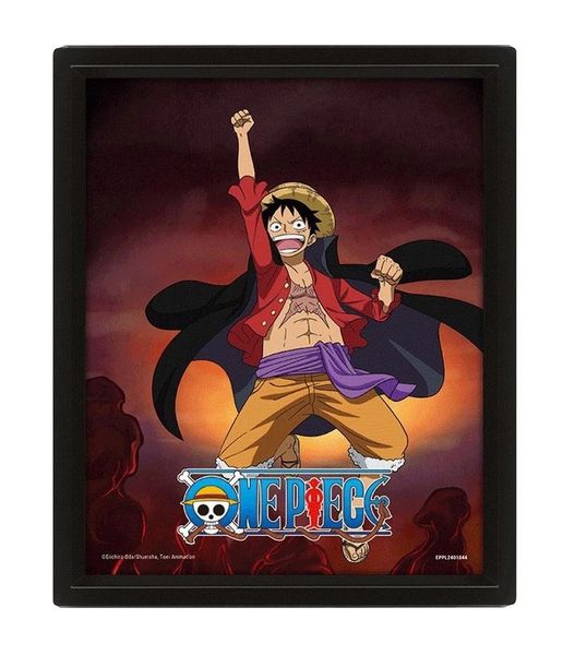 One Piece (Luffy into 5th Gear) Framed 3D Lenticular Poster (25cm x 20cm)