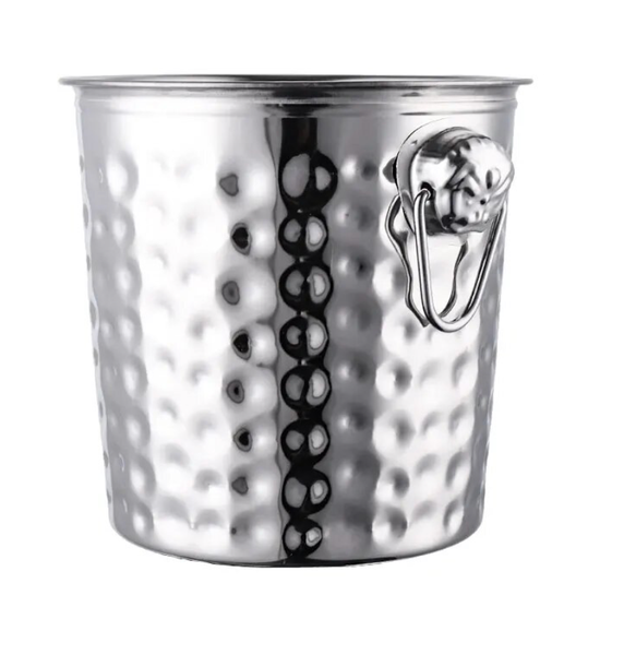 Stainless Steel Hammered Ice Bucket - Elegant Stainless Steel Ice Bucket