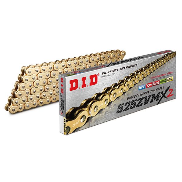 DID 525 ZVM-X2 128 link gold Super Street X ring chain | Shop