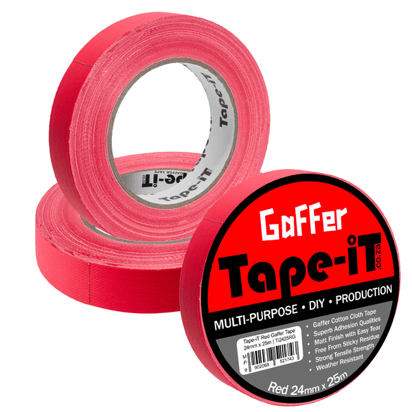 Tape-iT 3 Pack of Red Gaffer Tape Roll 24mm x 25m | Ti2425RG3