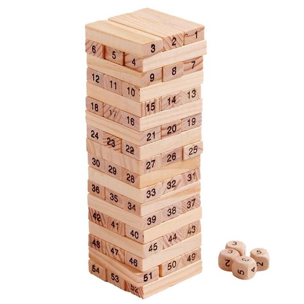 54-Pieces Wooden Stacking Board Building Blocks Set Game F47-88-11
