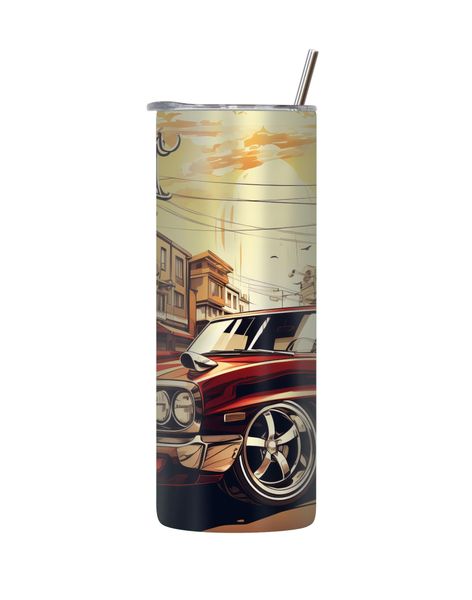 Street 20 Oz Tumbler with Lid Straw Trendy Old Vintage Car Graphic Gift 210
