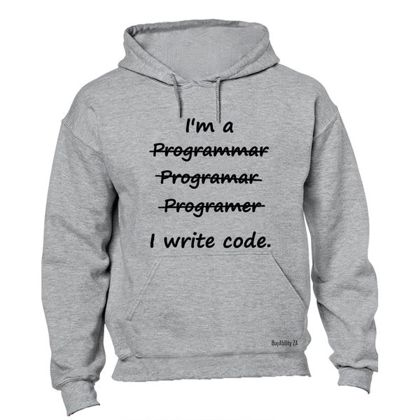 I Write Code - Mens - Hoodie - Grey image