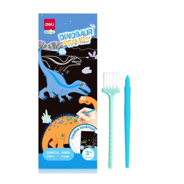Deli Kids Scratch Paper Set - Dinosaur Family 15 pages Assorted Designs