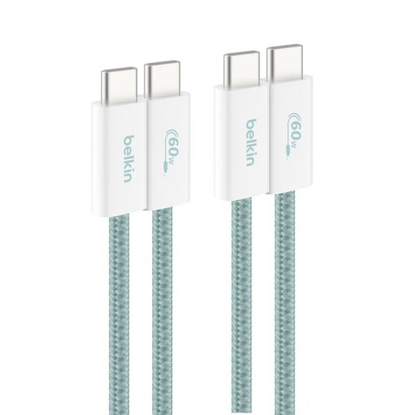 Belkin 2-Pack Braided USB-C to USB-C Cable 5ft, 60W - Soft, Flexible Fast-Charging Cable, Type C Charger Cord for iPhone 16 &amp; 15 Series, Galaxy S25,