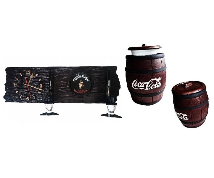 Captain Morgan 2 Optic Sleeper Wood Clock Dispenser &amp; Coca-Cola Ice Bucket