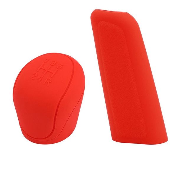 Motolab Silicone Protective Anti-Slip Cover for Gear knob &amp; Handbrake - Red