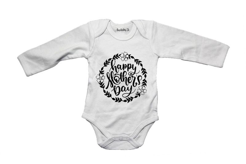 Happy Mother's Day - Wreath - Long Sleeve - Baby Grow