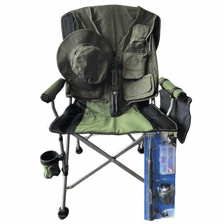 Fishing Combo Includes Chair-Hat-Vest-Knife And Free Fishing Rod, Shop  Today. Get it Tomorrow!