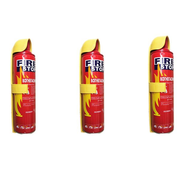 3 x Firestop Hand Held Portable Fire Extinguisher 1000ml Fits In Car Doors