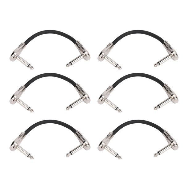 6 Pieces 15cm Silver Right Angle Guitar Patch Cables for Amp, Mic &amp; Keyboard