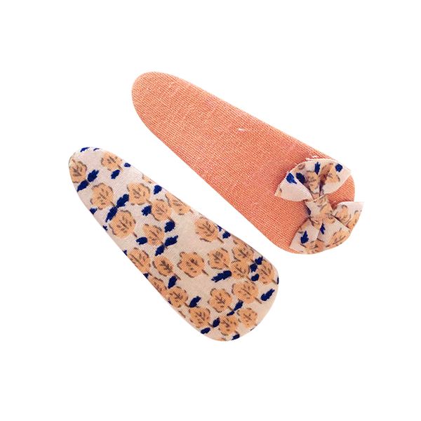 Girly Fabric Hair Clip with Bow - Orange