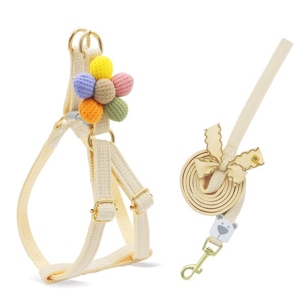 Five-Petal Flower Pet Harness &amp; Leash Set - M Size