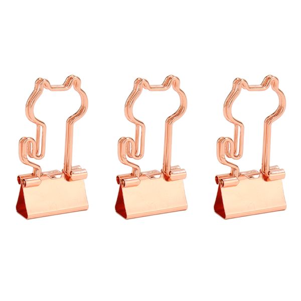 Cat Shape Rose Gold Binder Clips for Office Documents
