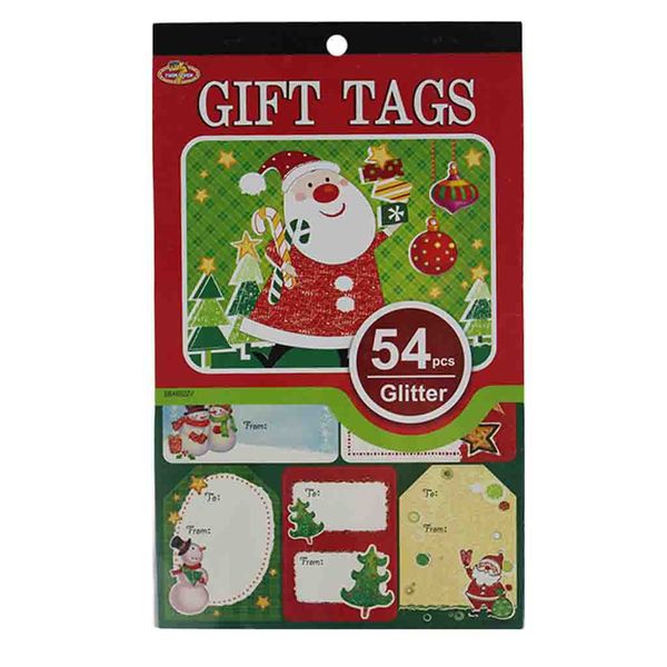 Glitter Christmas Gift Tags - 54 Stickers (Bulk Pack 6)