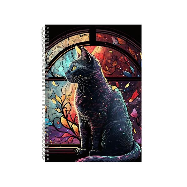 Black Cat Stained Glass Notebook Animal Gift Idea A4 Notepad Pad 88