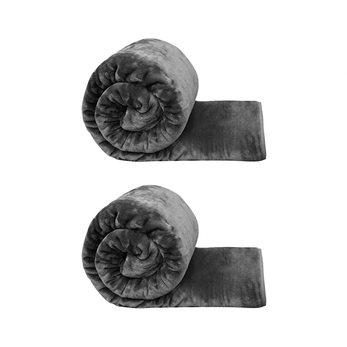 Charcoal Ultra Plush Blankets/Throws Fleece Blankets Pack Of 2 Shop
