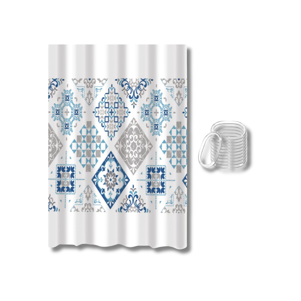 Mosaic Premium Shower Curtain with Hooks - 180 x 180cm