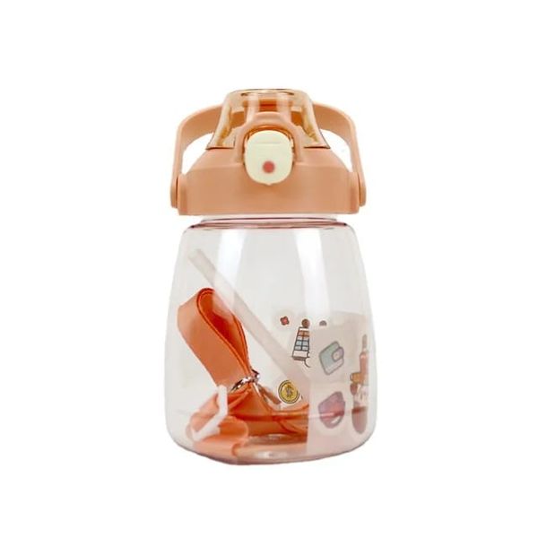Portable Flip Top Water Bottle Cartoon Plastic Kids Drinking Water Bottle