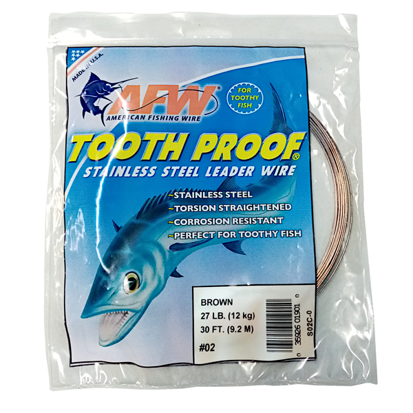 American Fishing Wire Tooth Proof Single Strand Brown Leader Wire #2 12Kg/27Lb