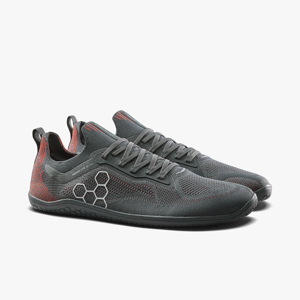 Vivobarefoot Primus Lite Knit Natural Mens Obsidian/Cherry Tomato