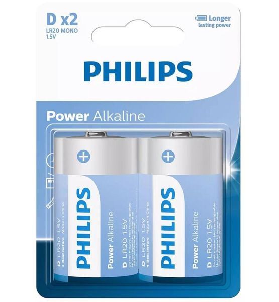 Philips Power LR20 Alkaline D Battery - 2 Pack