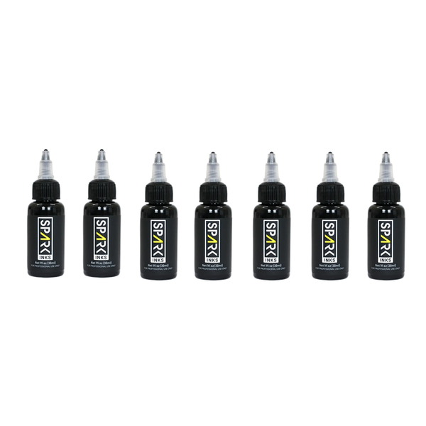 Set of 7 High Efficient Black 30ml Tattoo Ink