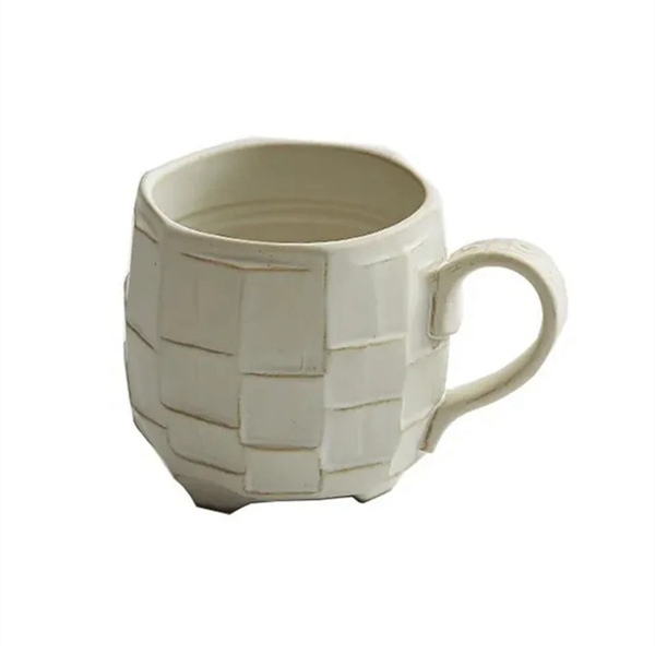 White 420Ml Retro Rough Pottery Coffee Cup Japanese Ceramic Mugs