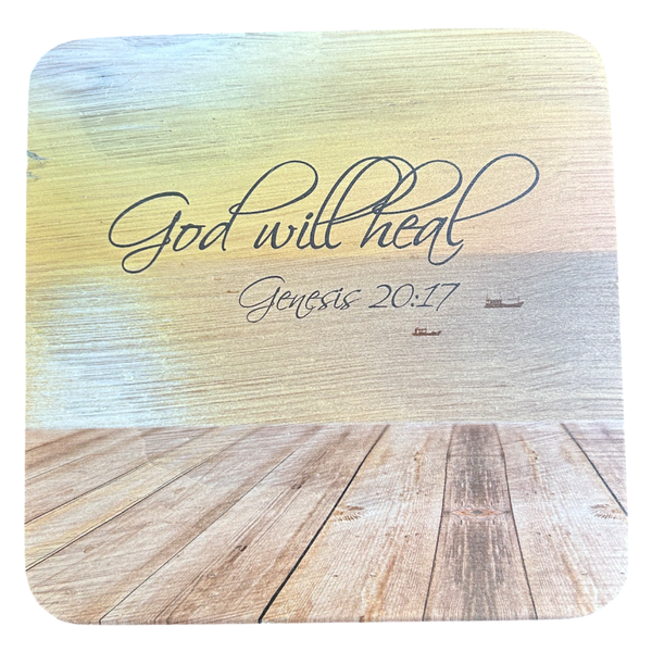 Pine Plywood Quote Block - God will Heal - Genesis 20:17
