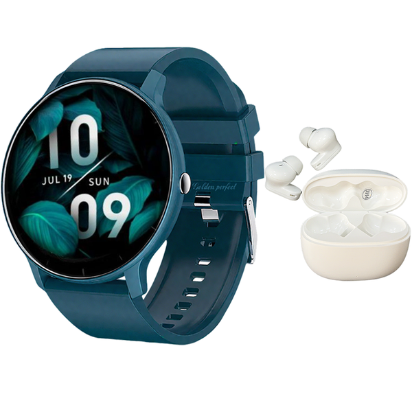 Golden Perfect Men's Smartwatch &amp; Earbuds Set - Business Gift for Him