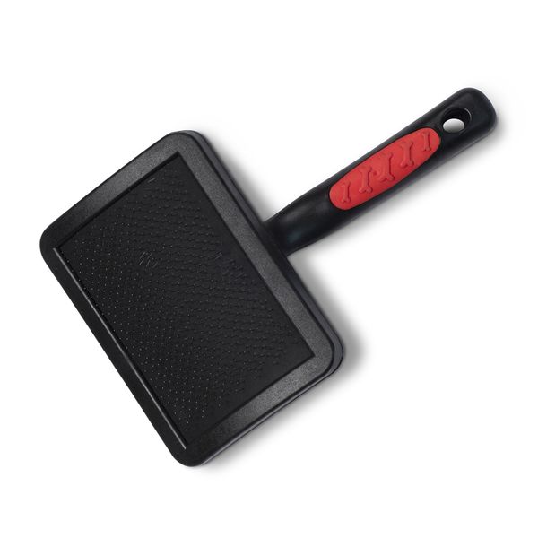 Dog &amp; Cat Brush - Soft Wire Bristles - Rubber Handle - Black - 19cm